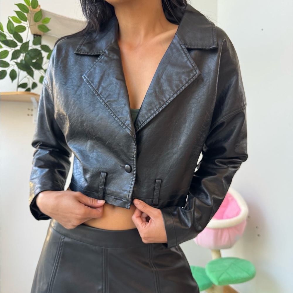 Women's Black Faux Leather Jacket
